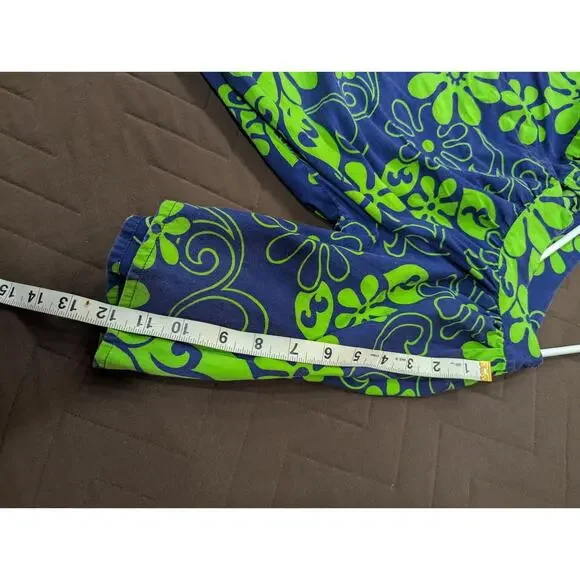 VINTAGE VIBRANT blue & green 1960s/70s handmade mumu house dress size approx L - Picture 5 of 7